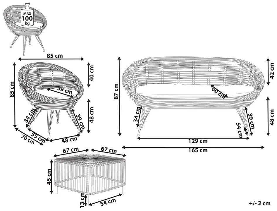 Set mobilier de grădină Marza (natural). 1081221