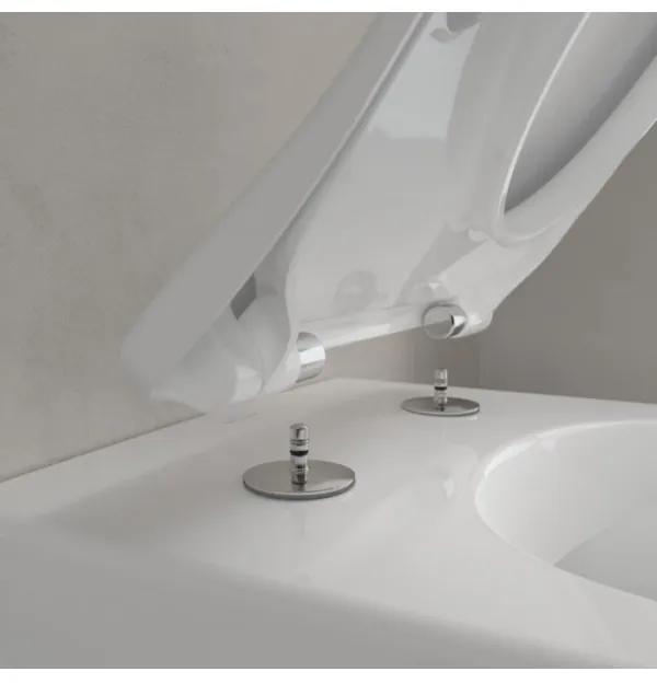 Set vas WC rimless suspendat, Villeroy&amp;Boch Subway 2.0, DirectFlush, cu capac inchidere lenta, 37x56cm, Alb Alpin, 5614R201