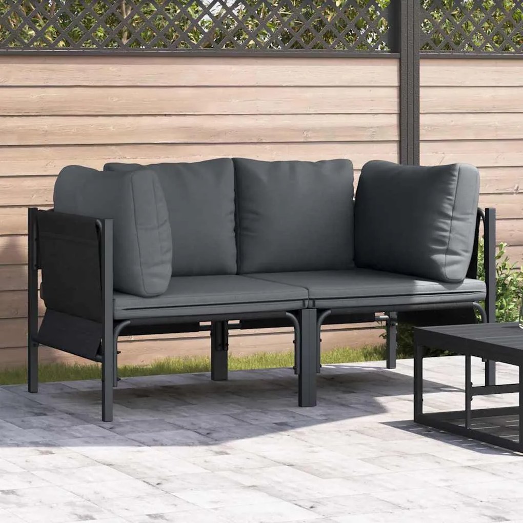 vidaXL Mobilier pentru Exterior cu pernă cu pernă 2 pcs Antracit Oțel