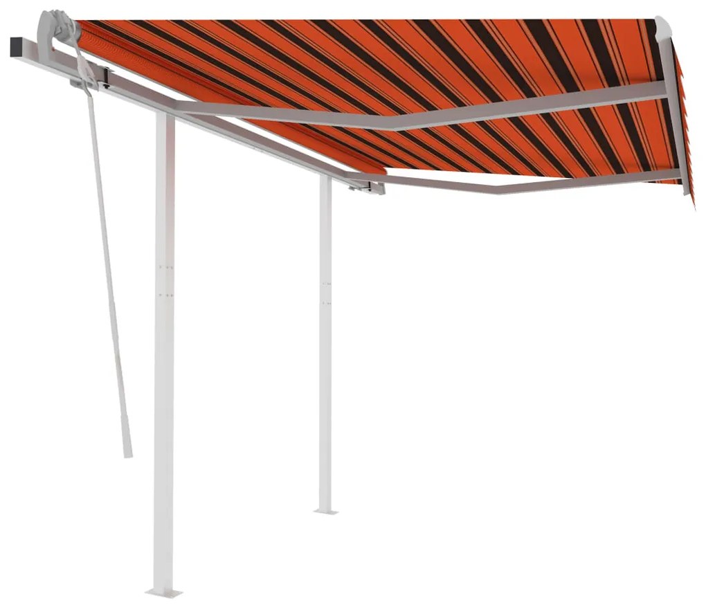 vidaXL Copertină retractabilă manual, stâlpi portocaliu/maro 3,5x2,5 m