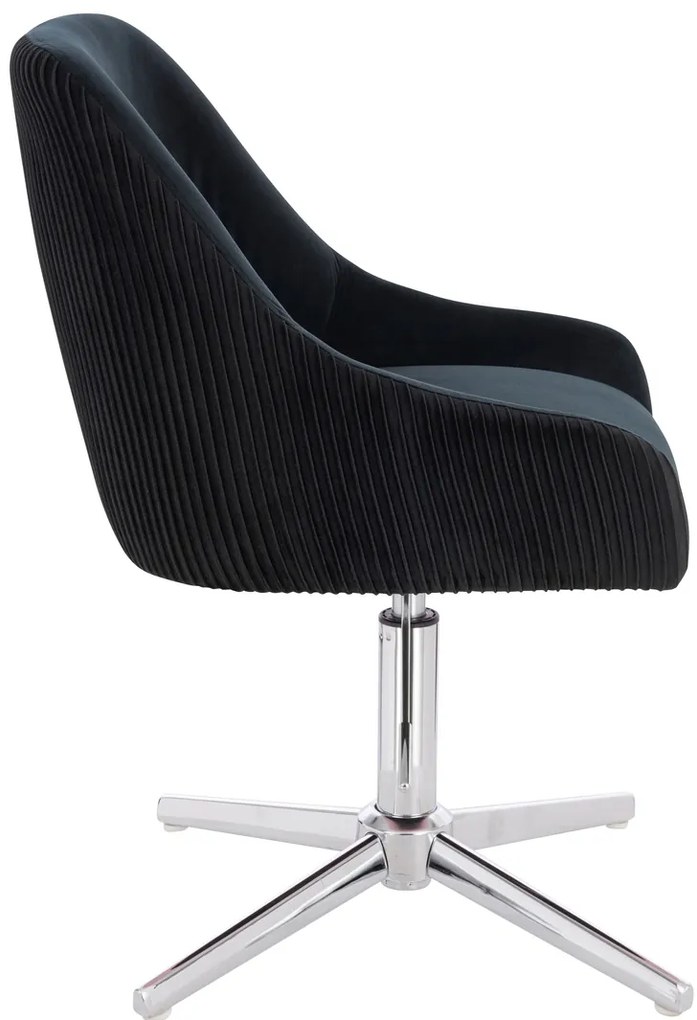 HR920CROSS Scaun Neagră din Catifea cu Bază Cromata