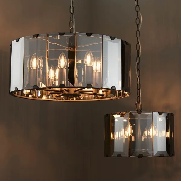 Endon 61281 - Candelabru suspendat pe lanț CLOONEY 4xE14/40W/230V negru/fumuriu
