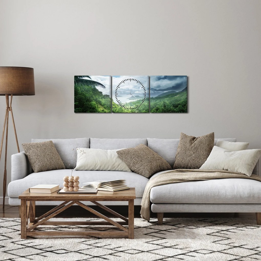 Tablou -Jungla din Seychelles (cu ceas) (90x30 cm)