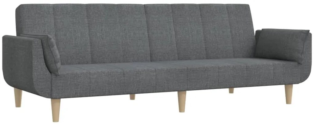 337558 vidaXL Canapea extensibilă cu 2 locuri, 2 perne, gri deschis, textil
