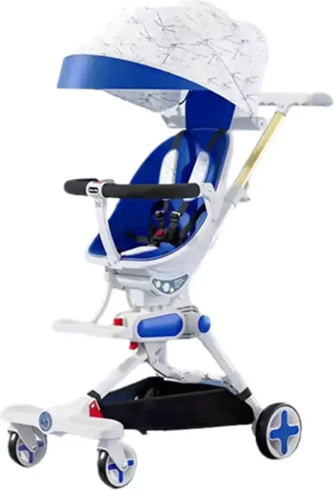 Carucior bebe pliabil cu sezut detasabil si rotativ 360, NBW, franare pedala, 6-36 luni, Albastru