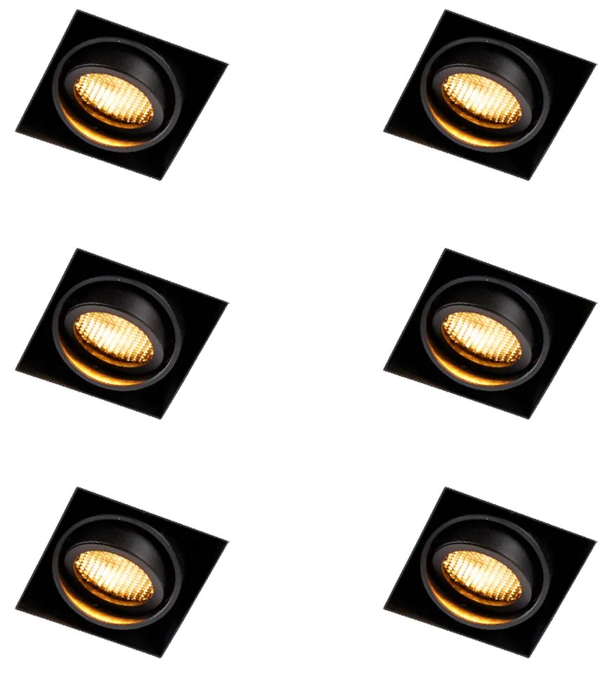 Set de 6 spoturi încastrate negre reglabile fără ramă - Oneon Honey