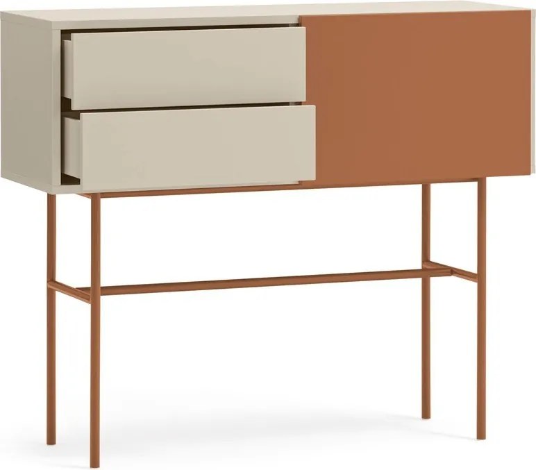 Masă consolă cărămizie-bej 35x110 cm Nube – Teulat