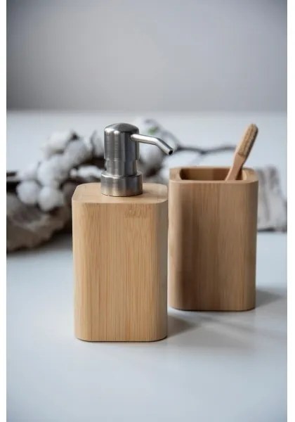 WENKO 24747100 - Dozator de săpun BAMBUSA, 9,3 x 16,5 cm, maro