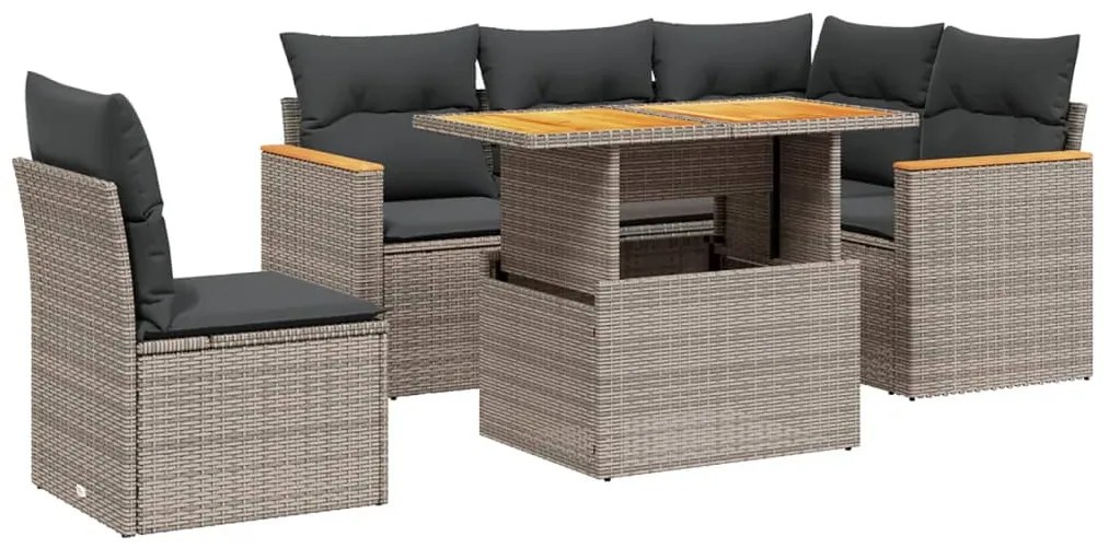 3273083 vidaXL Set mobilier grădină cu perne, 6 piese, gri, poliratan