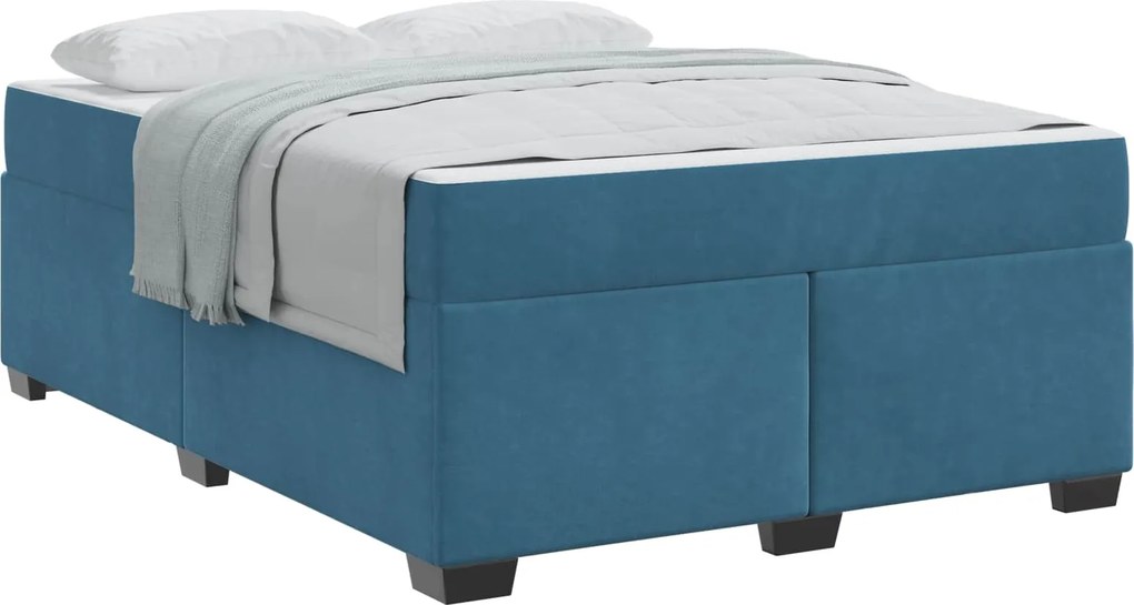 vidaXL Cadru de pat cu saltea Albastru închis 160 x 200 cm țesătură