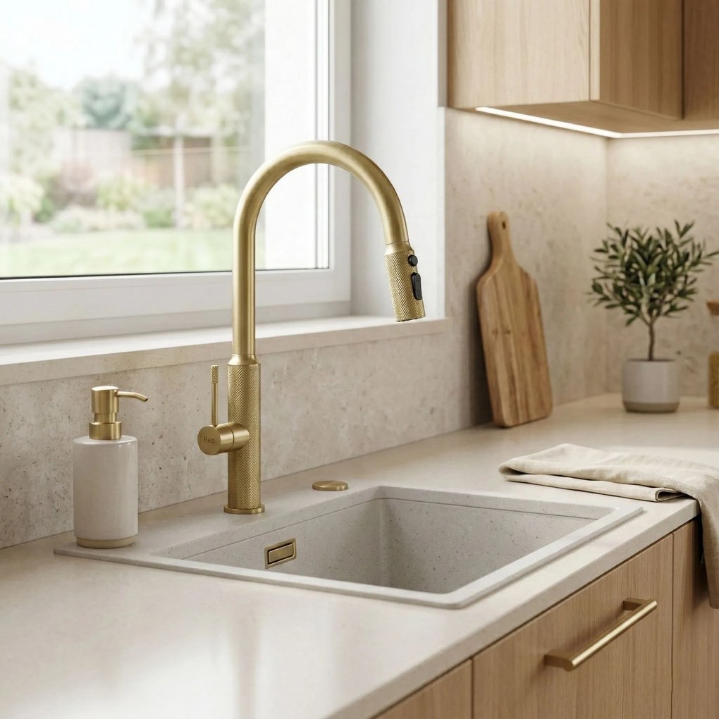 Baterie de bucătărie Rea Master Brush Gold