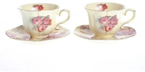 Set cafea, model floral, 4 piese