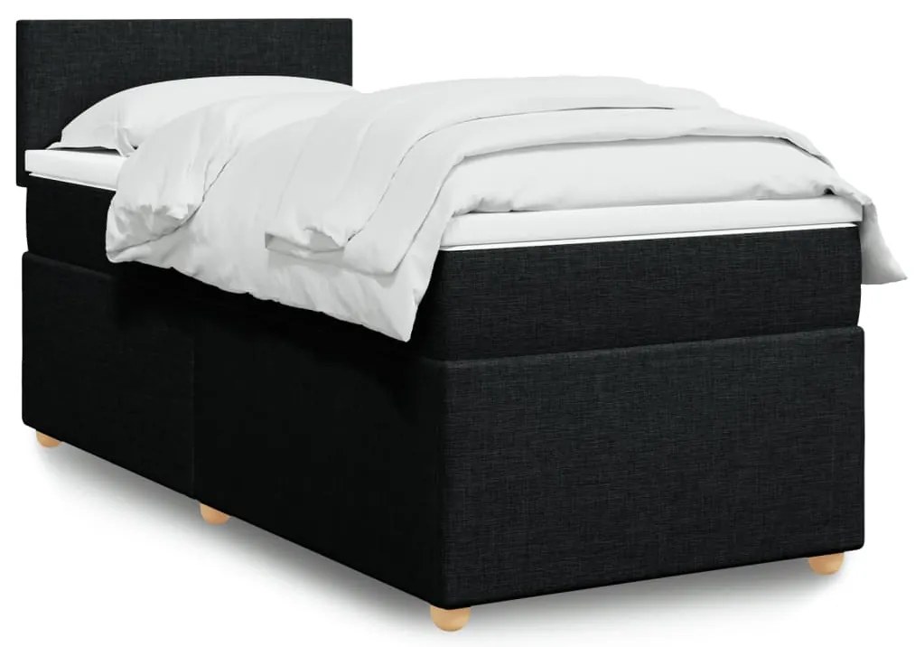 vidaXL Pat box spring cu saltea, negru, 80x200 cm, textil