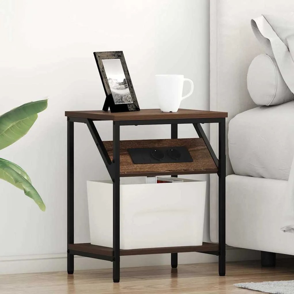 vidaXL Noptiere 2 pcs Stejar brun 38 x 30 x 48 cm Lemn compozit