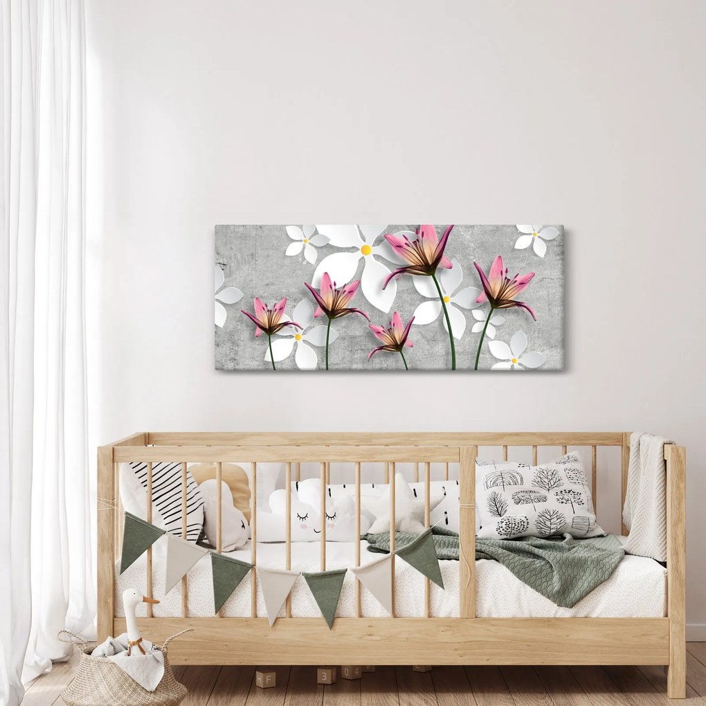 Tablou cu abstracție florală (120x50 cm)