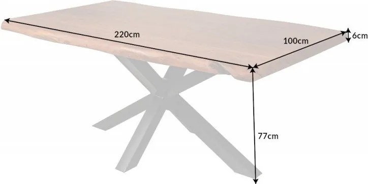 Masa design industrial Mammut Nature 220cm, salcam