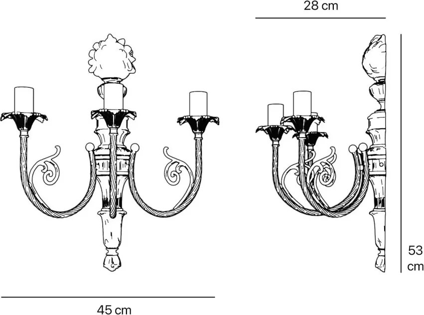 Aplica din alama masiva stilul fastuos Ludovic al XV-lea