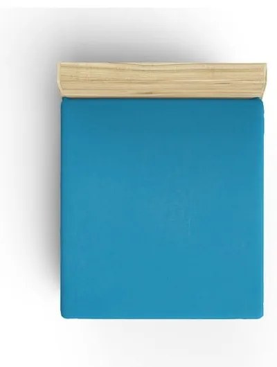 Cearceaf albastru din bumbac cu elastic 160x200 cm - Mijolnir