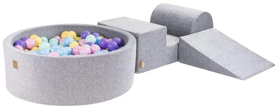 Teren de joacă din spumă gri 4 buc. din catifea înălțime 30 cm 225x90 cm Montessori – Meowbaby