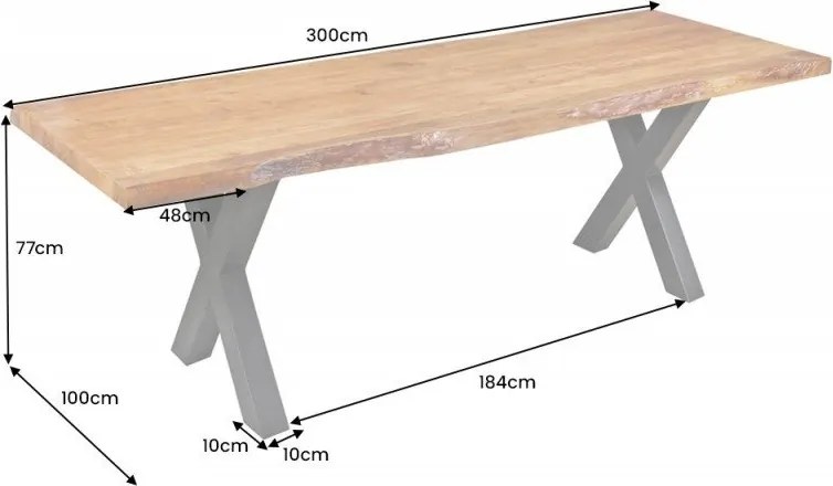 Masa design industrial vintage Mammut X 300cm, salcam