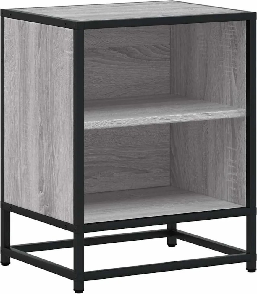 vidaXL Noptiera gri Sonoma 40x31x50 cm lemn prelucrat si metal