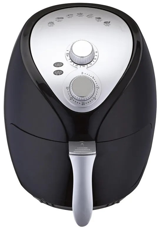 Friteuza cu aer cald Crown CAF-3013, 1300W, 3 L, 7 programe, Pana la 200°C, Indicatoare luminoase, Timer, Negru/gri