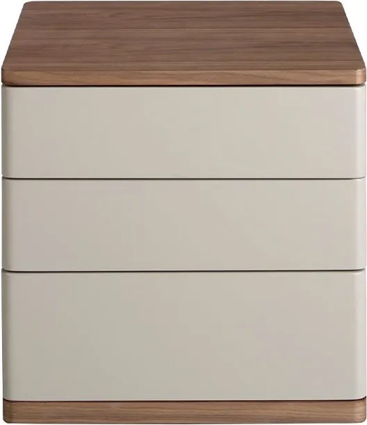 Noptiera cu 3 sertare furnir din lemn de nuc si MDF lacuit, Anna