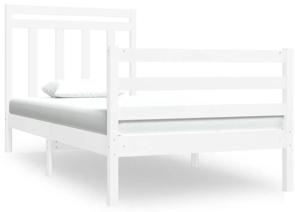 3105281 vidaXL Cadru de pat single, alb, 90x190 cm, lemn masiv