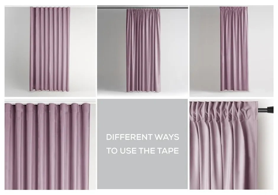 Draperie roz-deschis dimout (semi-opacă) din catifea 140x270 cm Pleat – Restilo