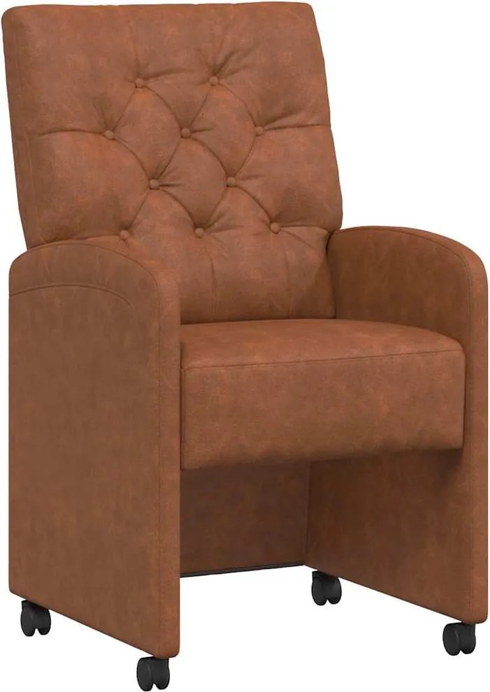 vidaXL Scaune de dining cu roți cu roți 2 pcs Maro 58 x 67 x 97 cm