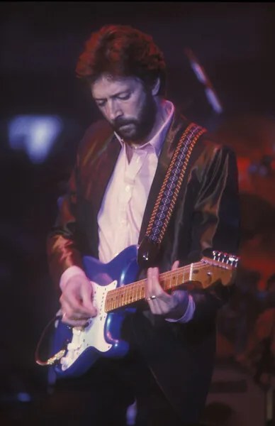 Fotografie British guitarist, singer and songwriter Eric Clapton, Rome, Palaeur, 1987