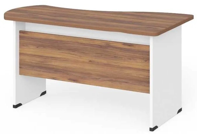 Birou de colt Manager 140 x 80 cm, stânga, nuca warmia / alb