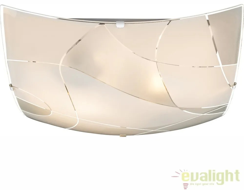 Plafoniera design elegant din sticla satin cu linii decorative 30x30 cm Paranja 40403-2 GL