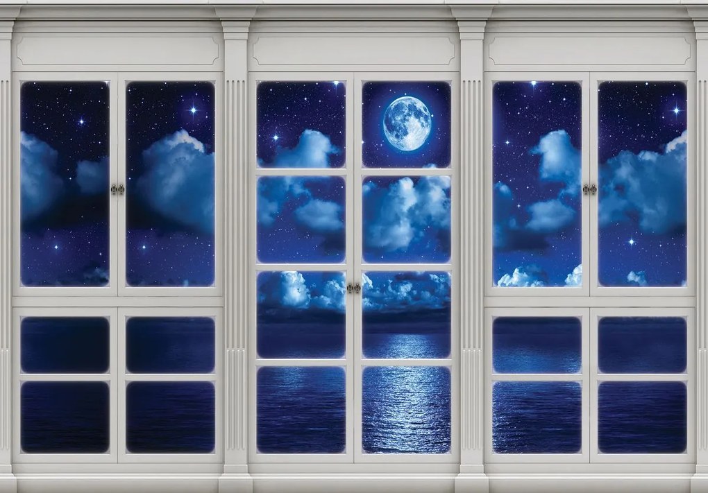 Fototapet - Cerul în geamul nocturn (152,5x104 cm)