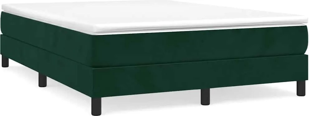 vidaXL Pat box spring cu saltea, verde închis, 140x200 cm, catifea