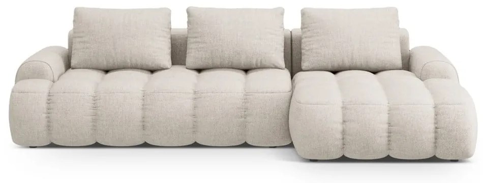 Colțar bej extensibil/cu spațiu de depozitare (cu colț pe partea dreaptă/cu șezlong) Linz – Cosmopolitan Design