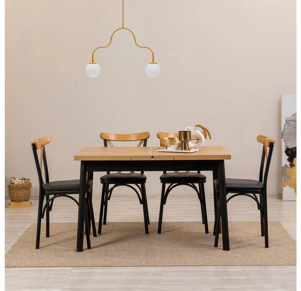 Set mobilier sufragerie Duvasa 10 (negru) (pentru 4 persoane). 1093812