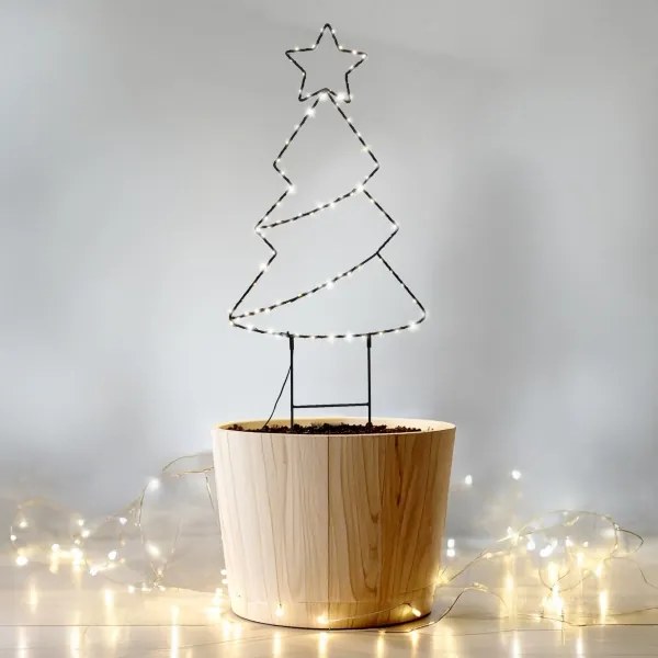 Brilagi - Pom de Crăciun luminos pentru exterior, LED, alimentare 3xAA, IP44, 68x29 cm