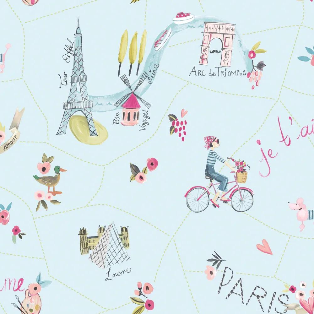 Arthouse Tapet - Paris with Love Paris with Love Duck Egg