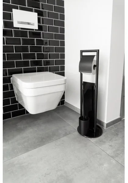 WENKO 24982800 - Set WC RAVINA 20x70 cm inox/negru
