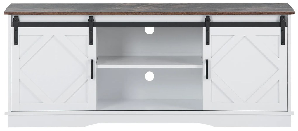 Mobilier TV stil Country Modern, Alb+Maro | Aosom Romania