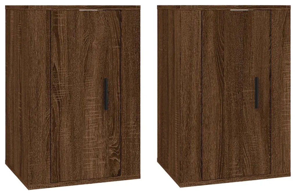 816671 vidaXL Dulapuri TV montate pe perete 2 buc. stejar maro 40x34,5x60 cm