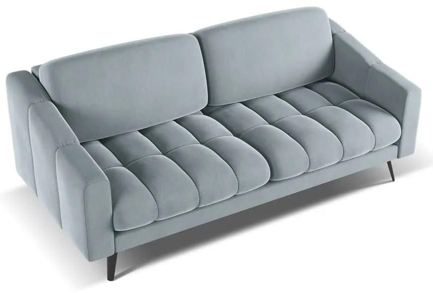 Canapea albastru-deschis cu tapițerie din catifea 202 cm Nalu – Makamii