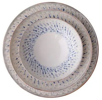 Set de veselă, 24 piese, porțelan, albastru/bej