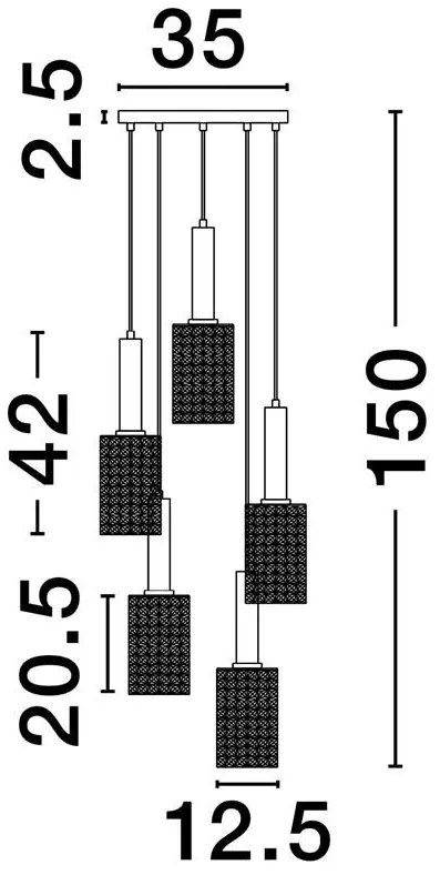 Lustra cu 5 pendule design modern Certa