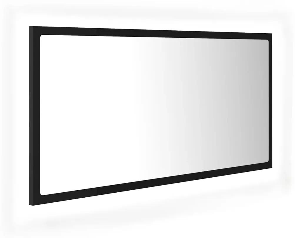 Oglindă de baie cu led, negru, 90x8,5x37 cm, pal