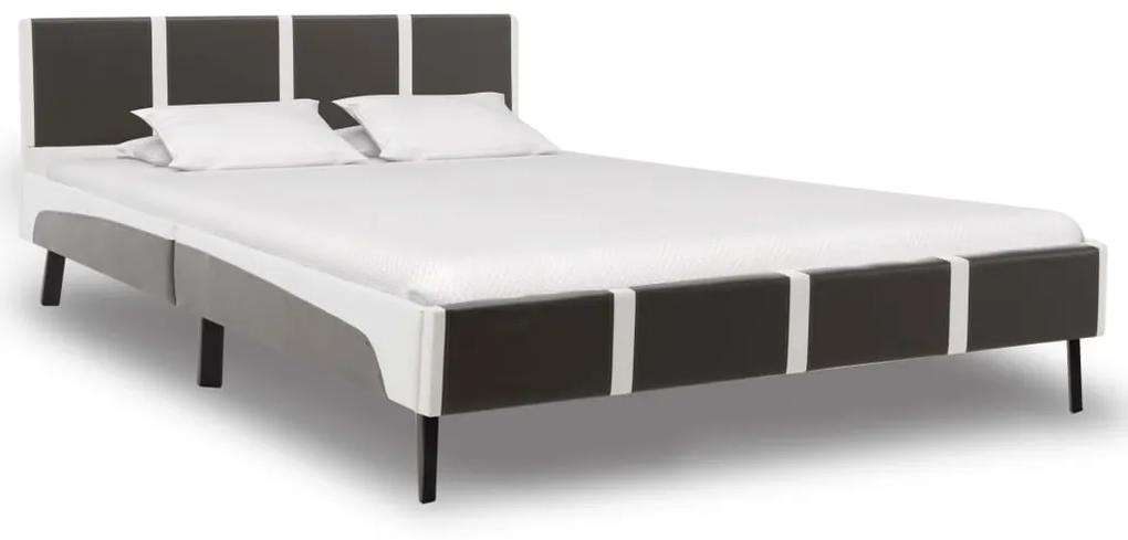 280293 vidaXL Cadru de pat, gri și alb, 120 x 200 cm, piele artificială