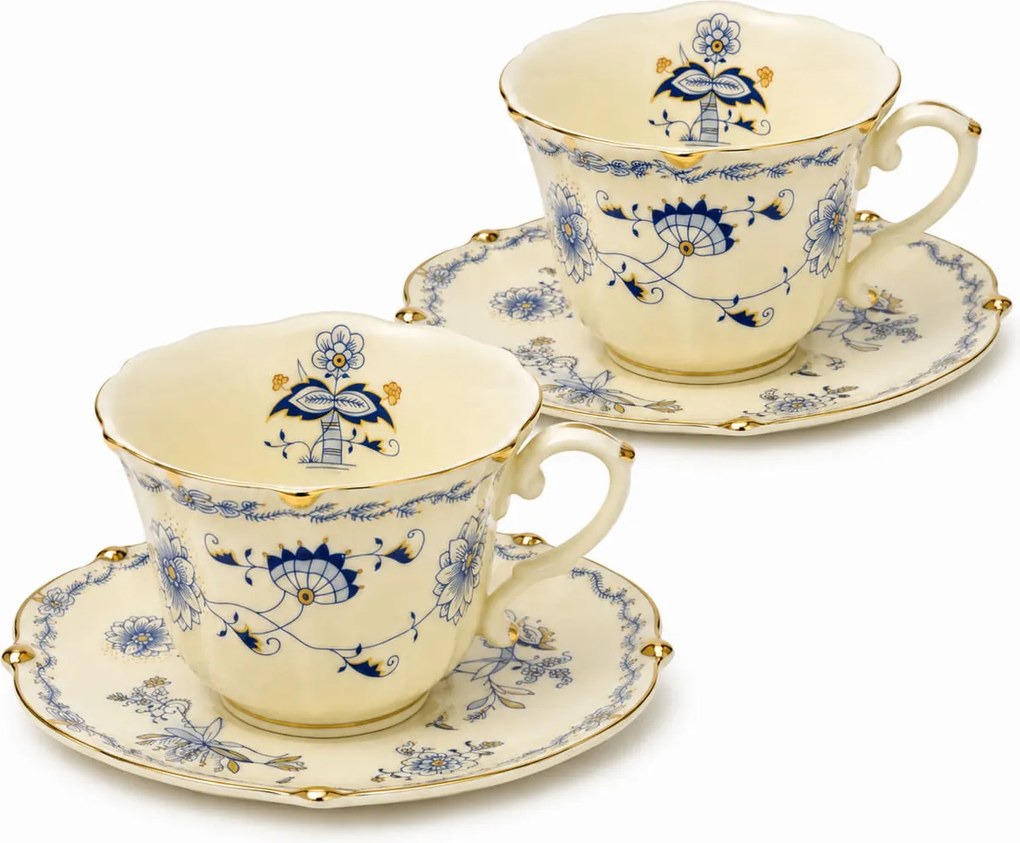Serviciu Portelan Vintage 2 Cesti si farfurii, BLUE FLORAL