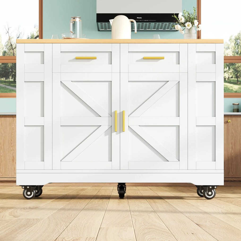 Insulă de bucătărie modernă cu blat reglabil,Alb | Aosom Romania