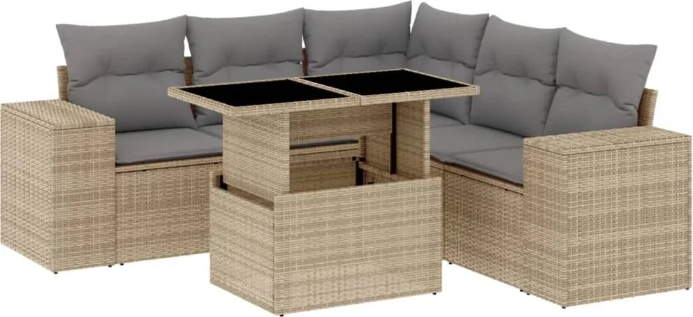 vidaXL Set canapele de grădină cu perne, 6 piese, bej, poliratan
